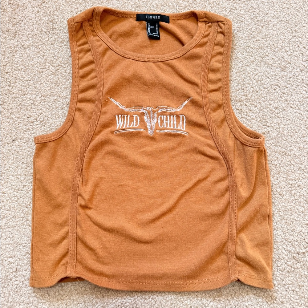 Forever 21 Orange Wild Child Tank Top